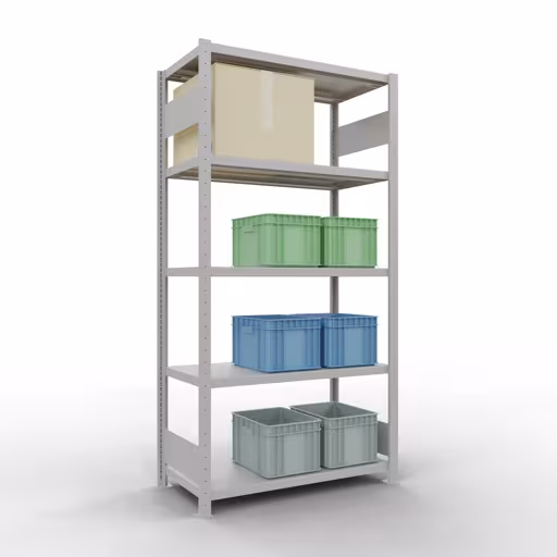 Produktbild Nr 14 des Artikels Grundregal, Fachbodenregal Stecksystem MULTIplus330, 2000 x 1000 x 500 mm (HxBxT), 5 Fachböden, Längenriegel, RAL 7035 lichtgrau Abbildung Nr 14 des Artikels Grundregal, Fachbodenregal Stecksystem MULTIplus330, 2000 x 1000 x 500 mm (HxBxT), 5 Fachböden, Längenriegel, RAL 7035 lichtgrau aus der Produktgruppe Stecksystem von der Marke Schulte Lagertechnik