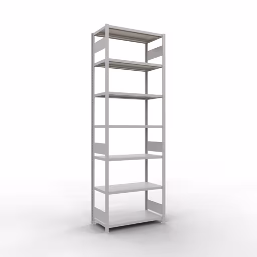 Abbildung Nr 14 des Artikels Grundregal, Fachbodenregal Stecksystem MULTIplus330, 3000 x 1000 x 500 mm (HxBxT), 7 Fachböden, Längenriegel, RAL 7035 lichtgrau aus der Produktgruppe Stecksystem von der Marke Schulte Lagertechnik
