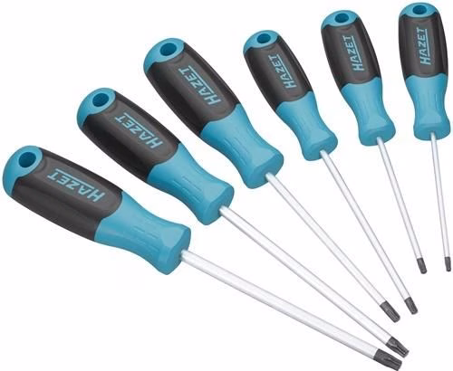 Jeu de 6 tournevis Hazet 811T/6, TORX® Pro interne, manche en 3 parties, pointe polie Jeu de tournevis 811T/6, 6 pièces, TORX® Pro interne, manche 3 composants, pointe polie, HAZET, de la catégorie tournevis, référence 8004203488