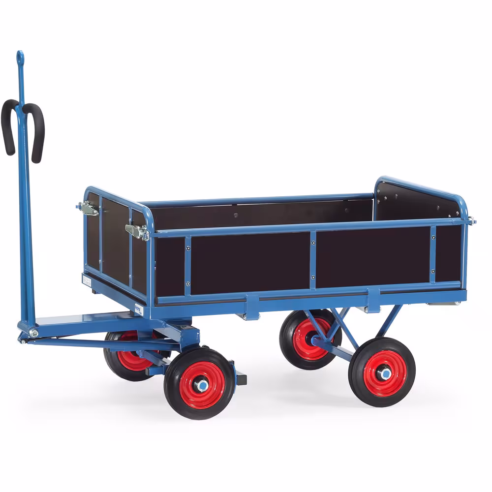 Handpritschenwagen 6453VZ mit Zugöse Länge 1200 mm, Bereifung Vollgummi, Breite 800 mm von der Marke Fetra Handpritschenwagen Bordwände mit Zugöse Baukasten-System aus Profilstahl geschweißt, pulverbeschichtet blau RAL 5007, 4 Eckhülsen Typ Ladeflächenbreite: 800 mm aus der Kategorie Handwagen/Pritschenwagen mit der Artikelnr. 6453VZ