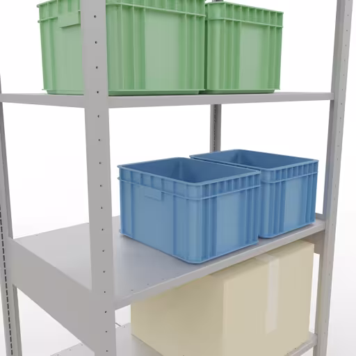 Grundregal, Fachbodenregal Stecksystem MULTIplus150, 2500 x 1000 x 600 mm (HxBxT), 6 Fachböden, Kreuzstrebe, RAL 7035 lichtgrau aus der Kategorie Grundregal mit der GTIN 4004514203755 Grundregal, Fachbodenregal Stecksystem MULTIplus150, 2500 x 1000 x 600 mm (HxBxT), 6 Fachböden, Kreuzstrebe, RAL 7035 lichtgrau von der Marke Schulte Lagertechnik aus der Produktreihe Stecksystem