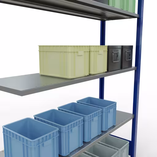 Anbauregal, Fachbodenregal Stecksystem MULTIplus150, 2000 x 1300 x 400 mm (HxBxT), 5 Fachböden, Längenriegel, RAL 5010 enzianblau/verzinkt aus der Kategorie Anbauregal mit der GTIN 4004514280121 Anbauregal, Fachbodenregal Stecksystem MULTIplus150, 2000 x 1300 x 400 mm (HxBxT), 5 Fachböden, Längenriegel, RAL 5010 enzianblau/verzinkt von der Marke Schulte Lagertechnik aus der Produktreihe Stecksystem