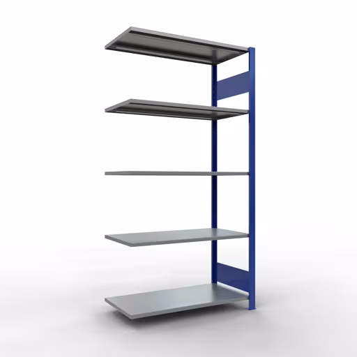 Anbauregal, Fachbodenregal Stecksystem MULTIplus85, 2000 x 1000 x 500 mm (HxBxT), 5 Fachböden, Längenriegel, RAL 5010 enzianblau aus der Kategorie Anbauregal mit der Artikelnummer 13155-LR-B