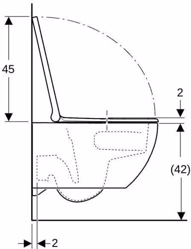 Technische Zeichnung 3983077 Geberit Acanto Set Wand-WC mit WC-Sitz, Tiefspüler TurboFlush, geschlossene Form, Tiefe: 53cm, weiß