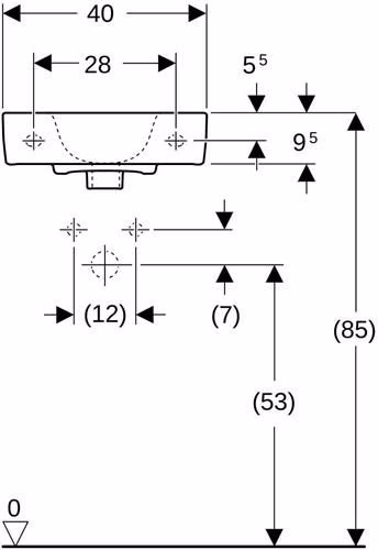 Handwaschbecken Renova Compact ohne Hahnloch, mit Überlauf 400 x 250 mm weiß GEBERIT
