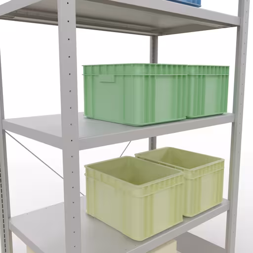 Produktbild Nr 13 des Artikels Grundregal, Fachbodenregal Stecksystem MULTIplus330, 2000 x 1000 x 600 mm (HxBxT), 5 Fachböden, Kreuzstrebe, RAL 7035 lichtgrau Abbildung Nr 13 des Artikels Grundregal, Fachbodenregal Stecksystem MULTIplus330, 2000 x 1000 x 600 mm (HxBxT), 5 Fachböden, Kreuzstrebe, RAL 7035 lichtgrau aus der Produktgruppe Stecksystem von der Marke Schulte Lagertechnik