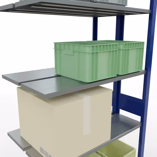 Anbauregal, Doppelregal, Fachbodenregal Stecksystem MULTIplus150, 3000 x 1000 x (2x300) mm (HxBxT), 2x7 Fachböden, Längenriegel, RAL 5010 enzianblau aus der Kategorie Doppelregale mit der GTIN 4058255012626 Anbauregal, Doppelregal, Fachbodenregal Stecksystem MULTIplus150, 3000 x 1000 x (2x300) mm (HxBxT), 2x7 Fachböden, Längenriegel, RAL 5010 enzianblau von der Marke Schulte Lagertechnik aus der Produktreihe Fachbodenregale