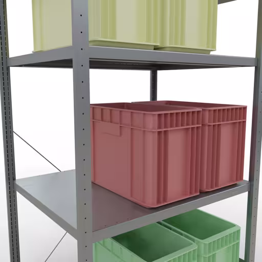 Produktbild Nr 14 des Artikels Grundregal, Fachbodenregal Stecksystem MULTIplus330, 2000 x 1000 x 800 mm (HxBxT), 5 Fachböden, Kreuzstrebe, verzinkt Abbildung Nr 14 des Artikels Grundregal, Fachbodenregal Stecksystem MULTIplus330, 2000 x 1000 x 800 mm (HxBxT), 5 Fachböden, Kreuzstrebe, verzinkt aus der Produktgruppe Stecksystem von der Marke Schulte Lagertechnik