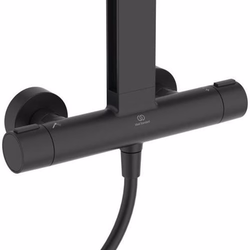 Ideal Standard CerathermAlu+ douchesysteem met douchethermostaat, 2 planchetten, handdouche met 2 functies en hoofddouche met 2 functies Silk Black