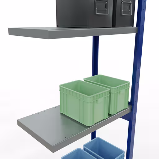 Produktbild Nr 14 des Artikels Anbauregal, Fachbodenregal Stecksystem MULTIplus250, 3000 x 750 x 400 mm (HxBxT), 7 Fachböden, Längenriegel, RAL 5010 enzianblau/verzinkt/verzinkt Abbildung Nr 14 des Artikels Anbauregal, Fachbodenregal Stecksystem MULTIplus250, 3000 x 750 x 400 mm (HxBxT), 7 Fachböden, Längenriegel, RAL 5010 enzianblau/verzinkt/verzinkt aus der Produktgruppe Stecksystem von der Marke Schulte Lagertechnik