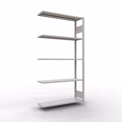 Anbauregal, Fachbodenregal Stecksystem MULTIplus85, 2000 x 1000 x 300 mm (HxBxT), 5 Fachböden, Längenriegel, RAL 7035 lichtgrau aus der Kategorie Anbauregal mit der Artikelnummer 33035-LR