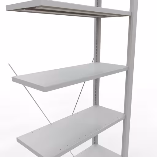 Abbildung Nr 11 des Artikels Anbauregal, Büro-Fachbodenregal Stecksystem MULTIplus85, 2300 x 750 x 300 mm (HxBxT), 7 Fachböden, Kreuzstrebe, ohne Anschlagleiste, lichtgrau aus der Produktgruppe Büroregale von der Marke Schulte Lagertechnik