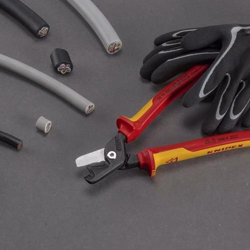 Kabelschere StepCut® XL Länge 225 mm Kopf brüniert VDE Mehrkomponenten-Hüllen KNIPEX