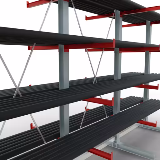 Produktbild Nr 10 des Artikels K 6000 Komplettregal, doppelseitig, 3000 x 6000 x 2x 750 mm, RAL 7001 / RAL 3000, 5 Lagerebenen Abbildung Nr 10 des Artikels K 6000 Komplettregal, doppelseitig, 3000 x 6000 x 2x 750 mm, RAL 7001 / RAL 3000, 5 Lagerebenen aus der Produktgruppe Kragarmregale von der Marke Schulte Lagertechnik