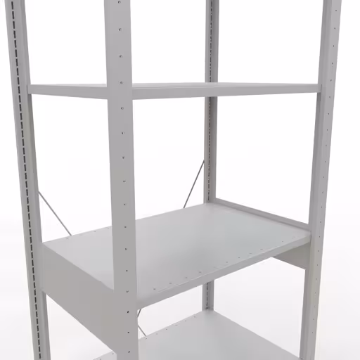 Produktbild Nr.11 des Artikels Grundregal, Fachbodenregal Stecksystem MULTIplus150, 2500 x 750 x 500 mm (HxBxT), 6 Fachböden, Kreuzstrebe, RAL 7035 lichtgrau aus der Produktreihe Stecksystem von der Marke Schulte Lagertechnik