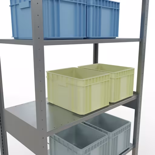 Produktbild Nr 15 des Artikels Grundregal, Fachbodenregal Stecksystem MULTIplus150, 2500 x 1000 x 500 mm (HxBxT), 6 Fachböden, Kreuzstrebe, verzinkt Abbildung Nr 15 des Artikels Grundregal, Fachbodenregal Stecksystem MULTIplus150, 2500 x 1000 x 500 mm (HxBxT), 6 Fachböden, Kreuzstrebe, verzinkt aus der Produktgruppe Stecksystem von der Marke Schulte Lagertechnik