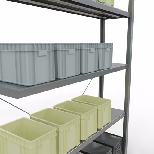 Produktbild Nr 14 des Artikels Stecksystem Anbauregal 2000x1300x300 mm, Typ 250 kg, verzinkt Abbildung Nr 14 des Artikels Stecksystem Anbauregal 2000x1300x300 mm, Typ 250 kg, verzinkt aus der Produktgruppe Stecksystem von der Marke Schulte Lagertechnik