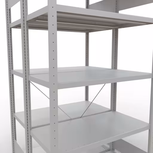 Grundregal, Doppelregal, Fachbodenregal Stecksystem MULTIplus250, 2000 x 1000 x (2x500) mm (HxBxT), 2x5 Fachböden, Kreuzstrebe, RAL 7035 lichtgrau mit der GTIN 4004514254931 Grundregal, Doppelregal, Fachbodenregal Stecksystem MULTIplus250, 2000 x 1000 x (2x500) mm (HxBxT), 2x5 Fachböden, Kreuzstrebe, RAL 7035 lichtgrau von Schulte Lagertechnik mit der Artikelnr. 32150-G