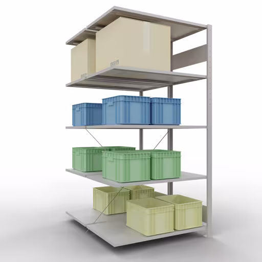 Zusatzbild des Artikels Anbauregal, Doppelregal, Fachbodenregal Stecksystem MULTIplus150, 2000 x 1000 x (2x600) mm (HxBxT), 2x5 Fachböden, Kreuzstrebe, RAL 7035 lichtgrau Zusatzbild des Artikels Anbauregal, Doppelregal, Fachbodenregal Stecksystem MULTIplus150, 2000 x 1000 x (2x600) mm (HxBxT), 2x5 Fachböden, Kreuzstrebe, RAL 7035 lichtgrau aus Doppelregale