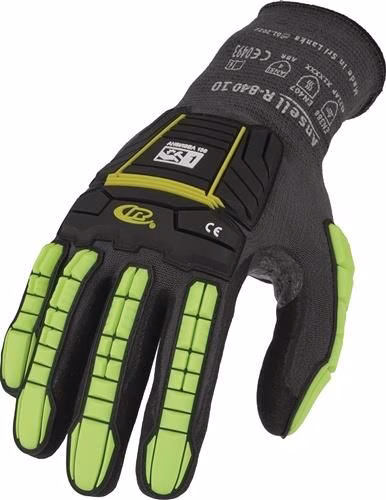Gants Ringers R840, taille 9, noir/vert, EN 388, EN ISO 21420:2020, EN 407, lot de 4 paires, marque ANSELL Gants Ringers R840 conformes aux normes EN 388, EN ISO 21420:2020 et EN 407, catégorie II, équipement de protection individuelle, lot de 4 paires, marque ANSELL (gants de travail), référence 4000391339.