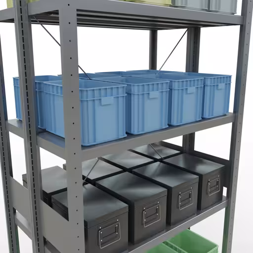 Zusatzbild des Artikels Grundregal, Doppelregal, Fachbodenregal Stecksystem MULTIplus250, 3000 x 1000 x (2x300) mm (HxBxT), 2x7 Fachböden, Kreuzstrebe, verzinkt Zusatzbild des Artikels Grundregal, Doppelregal, Fachbodenregal Stecksystem MULTIplus250, 3000 x 1000 x (2x300) mm (HxBxT), 2x7 Fachböden, Kreuzstrebe, verzinkt aus Doppelregale