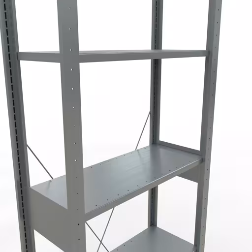 Zusatzbild des Artikels Grundregal, Fachbodenregal Stecksystem MULTIplus150, 2500 x 750 x 300 mm (HxBxT), 6 Fachböden, Kreuzstrebe, verzinkt Zusatzbild des Artikels Grundregal, Fachbodenregal Stecksystem MULTIplus150, 2500 x 750 x 300 mm (HxBxT), 6 Fachböden, Kreuzstrebe, verzinkt aus Grundregal