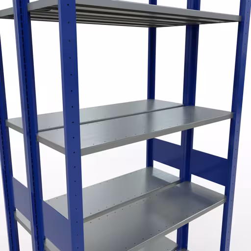 Grundregal, Doppelregal, Fachbodenregal Stecksystem MULTIplus150, 3000 x 1000 x (2x300) mm (HxBxT), 2x7 Fachböden, Längenriegel, RAL 5010 enzianblau von Schulte Lagertechnik aus der Kategorie Fachbodenregale
