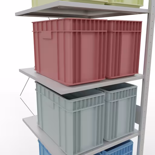 Anbauregal, Fachbodenregal Stecksystem MULTIplus150, 3000 x 750 x 800 mm (HxBxT), 7 Fachböden, Kreuzstrebe, RAL 7035 lichtgrau von der Marke Schulte Lagertechnik aus der Produktreihe Stecksystem