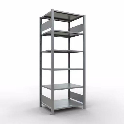 Grundregal, Büro-Fachbodenregal Stecksystem MULTIplus150, 2000 x 750 x 600 mm (HxBxT), 6 Fachböden, Längenriegel, verzinkt, ohne Mittelanschlag von der Marke Schulte Lagertechnik aus der Produktreihe Büroregale