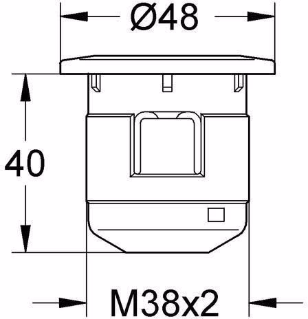 Technische Zeichnung 4080621 Druckknopf/Rosette für aufgesetzte Keramik-Spülkästen mattchrom/chrom GROHE