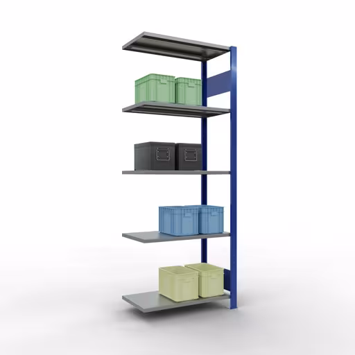 Zusatzbild des Artikels Anbauregal, Fachbodenregal Stecksystem MULTIplus150, 2000 x 750 x 400 mm (HxBxT), 5 Fachböden, Längenriegel, RAL 5010 enzianblau/verzinkt/verzinkt Zusatzbild des Artikels Anbauregal, Fachbodenregal Stecksystem MULTIplus150, 2000 x 750 x 400 mm (HxBxT), 5 Fachböden, Längenriegel, RAL 5010 enzianblau/verzinkt/verzinkt aus Anbauregal