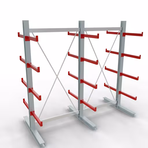 K 3000 Komplettregal, doppelseitig, 2500 x 2600 x 600 mm, RAL 7001 / RAL 3000, 5 Lagerebenen aus der Kategorie K3000 für mittelschwere Güter mit der Artikelnummer 27720