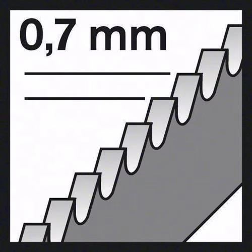 Lama per seghetto alternativo T 118 G lunghezza totale 92 mm passo dei denti 0,7 mm HSS 5 pezzi / scheda BOSCH