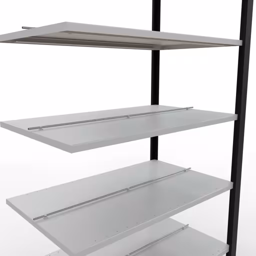 Abbildung Nr 8 des Artikels Anbauregal, Büro-Fachbodenregal Stecksystem MULTIplus150, 2300 x 1000 x 600 mm (HxBxT), 7 Fachböden, Längenriegel, mit Mittelanschlag, schwarz/lichtgrau aus der Produktgruppe Büroregale von der Marke Schulte Lagertechnik