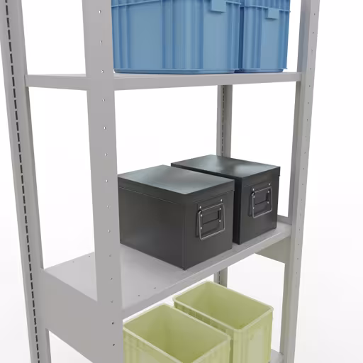 Grundregal, Fachbodenregal Stecksystem MULTIplus150, 2500 x 750 x 300 mm (HxBxT), 6 Fachböden, Längenriegel, RAL 7035 lichtgrau mit der Artikelnr. 32631-75-LR Grundregal, Fachbodenregal Stecksystem MULTIplus150, 2500 x 750 x 300 mm (HxBxT), 6 Fachböden, Längenriegel, RAL 7035 lichtgrau von Schulte Lagertechnik aus der Kategorie Stecksystem