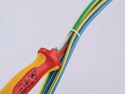 Kabelmesser Länge 190mm Klingenlänge 50mm Klingenrücken mit Kunststoff-Überzug VDE68g Mehrkomponenten-Griff KNIPEX