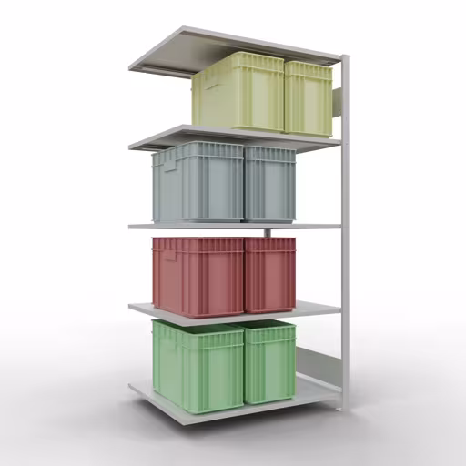 Anbauregal, Fachbodenregal Stecksystem MULTIplus150, 2000 x 1000 x 800 mm (HxBxT), 5 Fachböden, Längenriegel, RAL 7035 lichtgrau mit der Artikelnr. 32685-LR Anbauregal, Fachbodenregal Stecksystem MULTIplus150, 2000 x 1000 x 800 mm (HxBxT), 5 Fachböden, Längenriegel, RAL 7035 lichtgrau von Schulte Lagertechnik aus der Kategorie Stecksystem