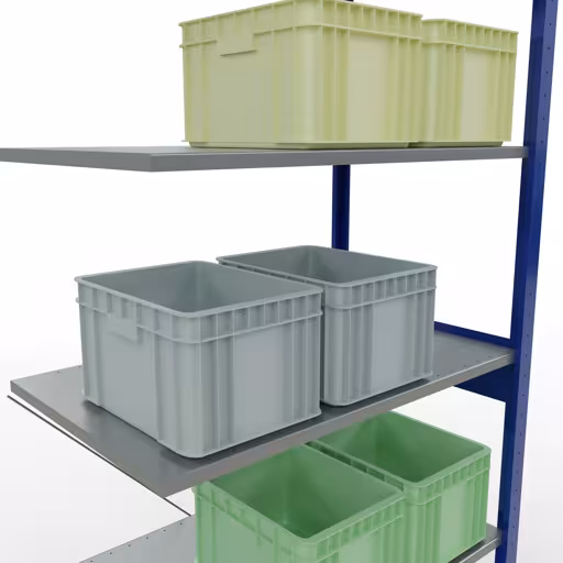 Produktbild Nr 15 des Artikels Anbauregal, Fachbodenregal Stecksystem MULTIplus85, 2500 x 1000 x 600 mm (HxBxT), 6 Fachböden, Kreuzstrebe, RAL 5010 enzianblau Abbildung Nr 15 des Artikels Anbauregal, Fachbodenregal Stecksystem MULTIplus85, 2500 x 1000 x 600 mm (HxBxT), 6 Fachböden, Kreuzstrebe, RAL 5010 enzianblau aus der Produktgruppe Stecksystem von der Marke Schulte Lagertechnik