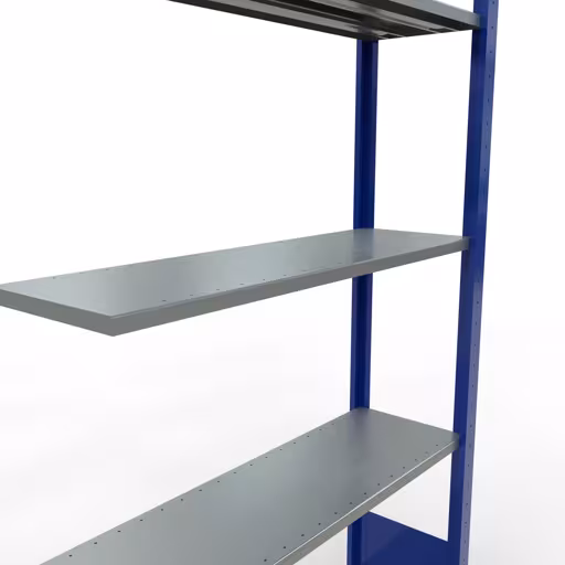 Abbildung Nr 15 des Artikels Anbauregal, Fachbodenregal Stecksystem MULTIplus85, 2000 x 1000 x 300 mm (HxBxT), 5 Fachböden, Längenriegel, RAL 5010 enzianblau aus der Produktgruppe Stecksystem von der Marke Schulte Lagertechnik