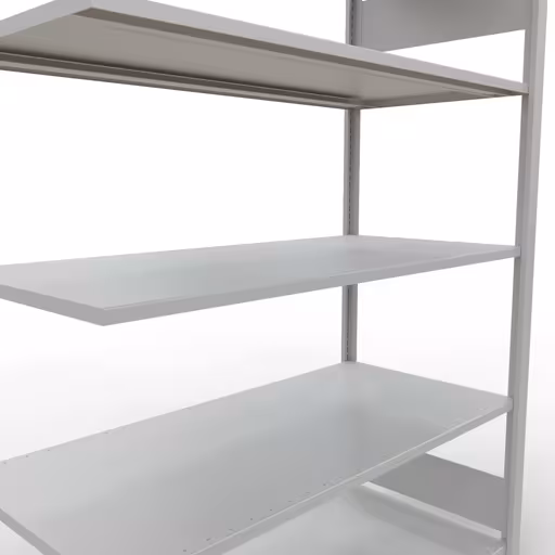Anbauregal, Büro-Fachbodenregal Stecksystem MULTIplus150, 1800 x 1300 x 600 mm (HxBxT), 5 Fachböden, Längenriegel, ohne Mittelanschlag, lichtgrau von Schulte Lagertechnik mit der Artikelnr. 36059