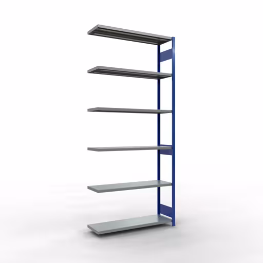Abbildung Nr 12 des Artikels Anbauregal, Fachbodenregal Stecksystem MULTIplus250, 3000 x 1300 x 400 mm (HxBxT), 7 Fachböden, Längenriegel, RAL 5010 enzianblau/verzinkt aus der Produktgruppe Stecksystem von der Marke Schulte Lagertechnik