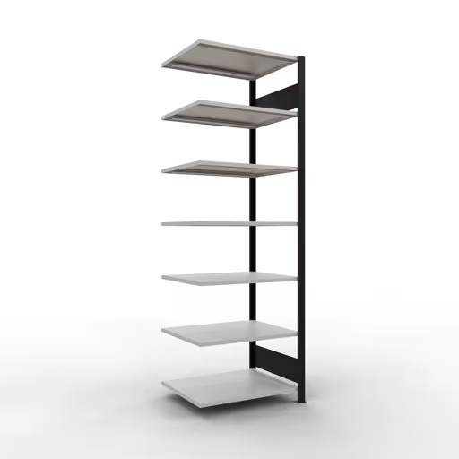 Abbildung Nr 11 des Artikels Anbauregal, Büro-Fachbodenregal Stecksystem MULTIplus150, 2300 x 750 x 600 mm (HxBxT), 7 Fachböden, Längenriegel, ohne Mittelanschlag, schwarz/lichtgrau aus der Produktgruppe Büroregale von der Marke Schulte Lagertechnik