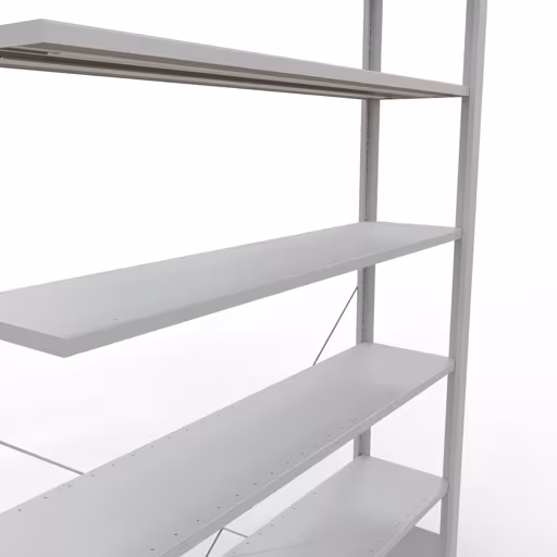 Abbildung Nr 10 des Artikels Anbauregal, Büro-Fachbodenregal Stecksystem MULTIplus85, 2300 x 1300 x 300 mm (HxBxT), 7 Fachböden, Kreuzstrebe, ohne Anschlagleiste, lichtgrau aus der Produktgruppe Büroregale von der Marke Schulte Lagertechnik