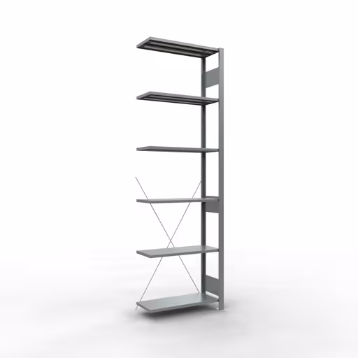 Anbauregal, Fachbodenregal Stecksystem MULTIplus150, 2500 x 750 x 300 mm (HxBxT), 6 Fachböden, Kreuzstrebe, verzinkt von der Marke Schulte Lagertechnik Anbauregal, Fachbodenregal Stecksystem MULTIplus150, 2500 x 750 x 300 mm (HxBxT), 6 Fachböden, Kreuzstrebe, verzinkt aus der Kategorie Anbauregal mit der Artikelnummer 12736-75