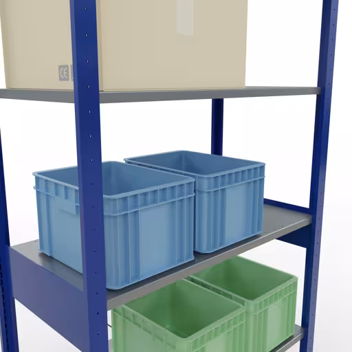 Grundregal, Fachbodenregal Stecksystem MULTIplus150, 2500 x 1000 x 500 mm (HxBxT), 6 Fachböden, Kreuzstrebe, RAL 5010/verzinkt von der Marke Schulte Lagertechnik aus der Produktreihe Stecksystem