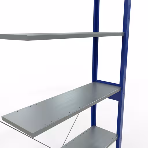 Abbildung Nr 14 des Artikels Anbauregal, Fachbodenregal Stecksystem MULTIplus85, 2500 x 1000 x 300 mm (HxBxT), 6 Fachböden, Kreuzstrebe, RAL 5010 enzianblau aus der Produktgruppe Stecksystem von der Marke Schulte Lagertechnik