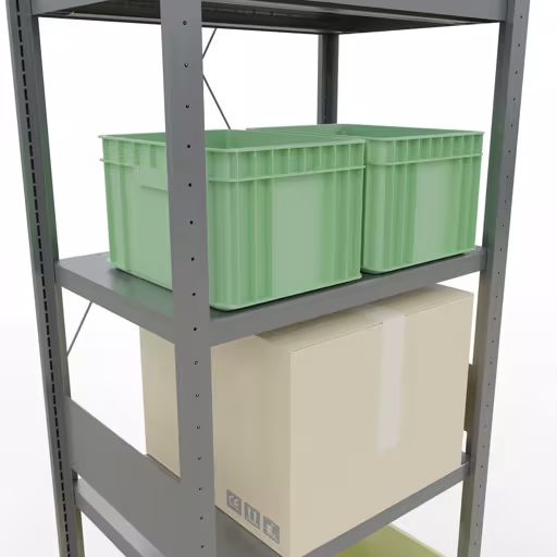 Produktbild Nr 13 des Artikels Grundregal, Fachbodenregal Stecksystem MULTIplus250, 3000 x 750 x 500 mm (HxBxT), 7 Fachböden, Kreuzstrebe, verzinkt Abbildung Nr 13 des Artikels Grundregal, Fachbodenregal Stecksystem MULTIplus250, 3000 x 750 x 500 mm (HxBxT), 7 Fachböden, Kreuzstrebe, verzinkt aus der Produktgruppe Stecksystem von der Marke Schulte Lagertechnik