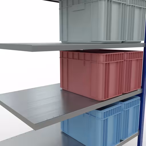 Abbildung Nr 14 des Artikels Anbauregal, Fachbodenregal Stecksystem MULTIplus250, 2500 x 1300 x 800 mm (HxBxT), 6 Fachböden, Längenriegel, RAL 5010 enzianblau/verzinkt aus der Produktgruppe Stecksystem von der Marke Schulte Lagertechnik