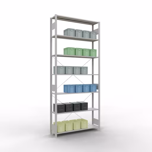 Produktbild Nr.6 des Artikels Stecksystem Grundregal 3000x1300x300 mm, Typ 150 kg, lichtgrau aus der Produktreihe Stecksystem von der Marke Schulte Lagertechnik