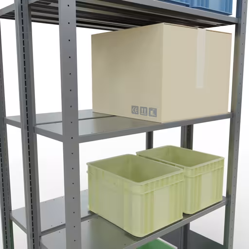 Zusatzbild des Artikels Grundregal, Doppelregal, Fachbodenregal Stecksystem MULTIplus150, 2000 x 1000 x (2x300) mm (HxBxT), 2x5 Fachböden, Längenriegel, verzinkt aus Doppelregale